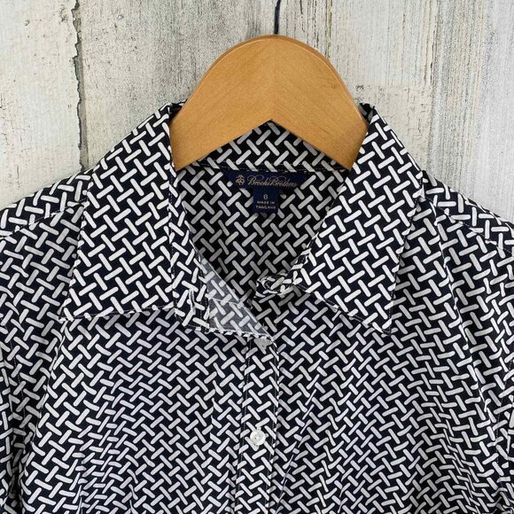 Brooks Brothers Button Front‎ Shirt Womens 6 Blue White Cotton Woven Print - Picture 3 of 10